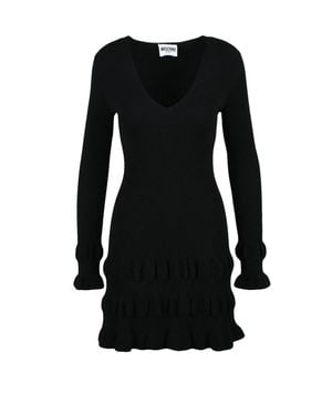 Moschino Viscose-Blend Fitted Knit Dress - Black