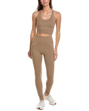 Marion 2Pc 26In Racerback Sports Bra & High Waist Legging Set - Natural