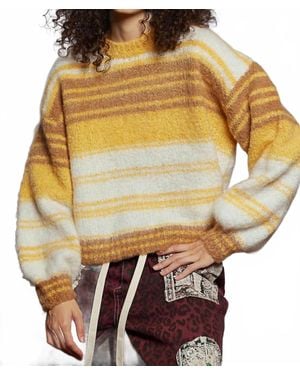 Pol Round Neck Striped Sweater - Metallic