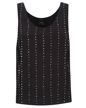 Pinko Tessa Scoop Neck Viscose Tank Top - Black