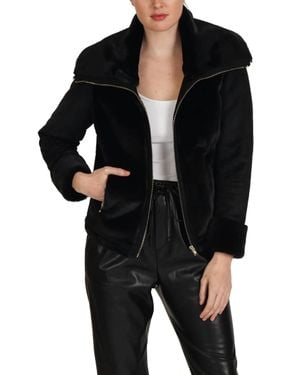Love Token Faux Fur Zip Jacket - Black
