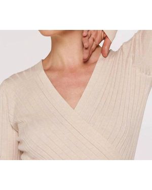 Apricot Rib Knit Wrap Top - Black