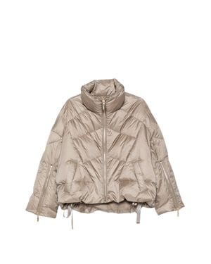 Twinset Taupe Quilted Hooded Down Jacket - Natural