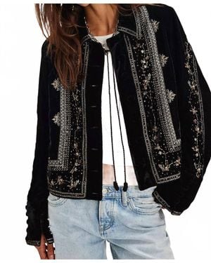 Free People Maxxie Embellished Velvet Jacket - Black