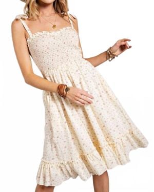 Sweet Generis Flower Print Smocked Dress - Natural