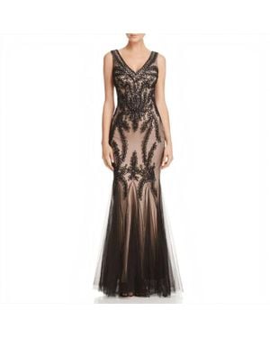 Betsy & Adam Soutache Mermaid Gown - Brown
