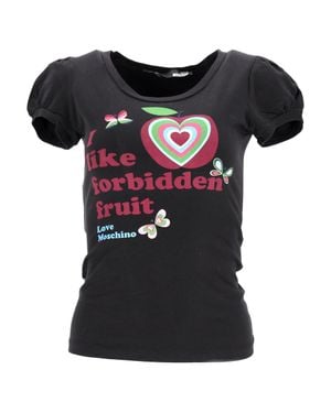 Moschino Love Graphic Print Puffed Sleeve T-Shirt - Black