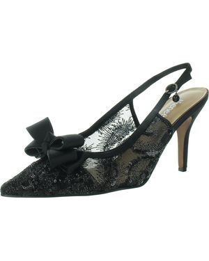 J. Reneé Delori Bow Mesh Slingback Heels - Black