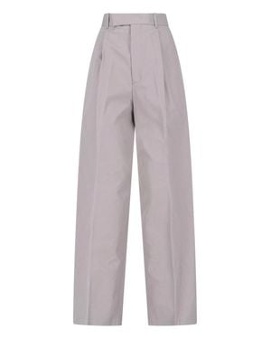 Jil Sander High-Waisted Tailored Cotton Pants - Gray