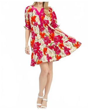 Umgee Short Floral Tiered Dress