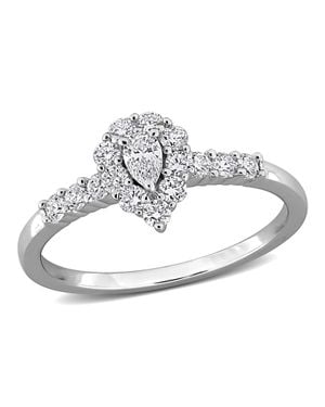 Mimi & Max Created Forever 1/2Ct Tdw Lab-Grown Diamond Halo Engagement Ring Sterling - Metallic