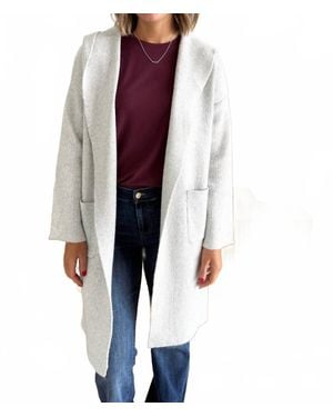 Cozy Co. Hooded Brushed Knit Open Cardigan - Gray