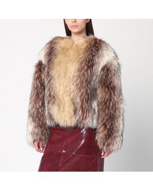 Halfboy Short Faux Fur Coat - Red
