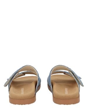 DSquared² Double-Strap Denim Distressed Sandals - Blue