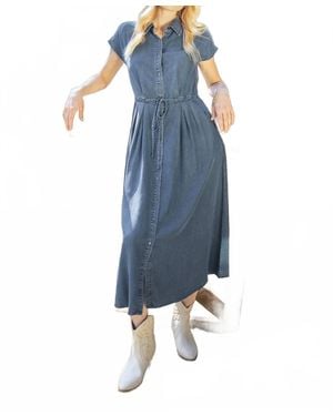 She + Sky Chambray Button Down Dress - Blue