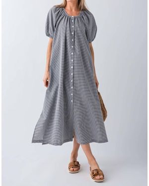 Things Between Gracie Gingham Puff Sleeve Maxi Dress - Blue