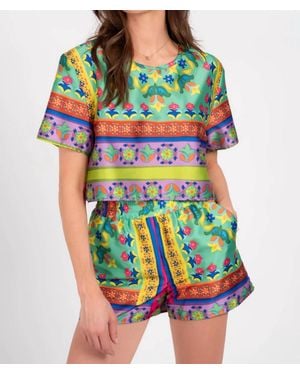Lavender Brown Helen Silky Pull-On Shorts - Green