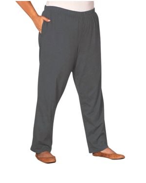 On The Plus Side Relaxed Leg Cotton Knit Pants - Gray