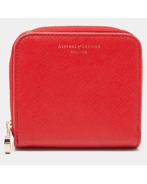 Aspinal of London Leather Zip Around Compact Wallet - Red