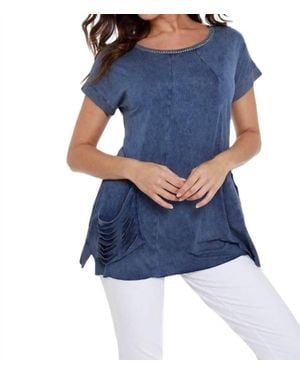Angel Beaded Short Sleeve Tunic - Blue