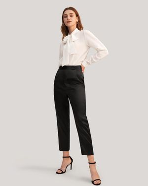 LILYSILK Comfort Fit Silk Cigarette Pants For - White