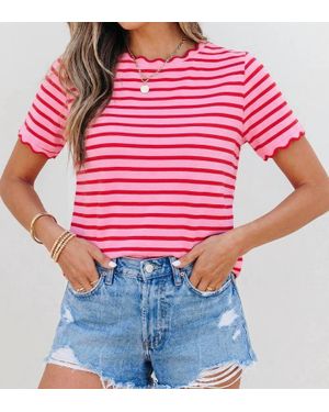 Aapparella Stripe Scallop Shirt - Pink