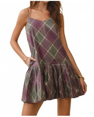TCEC Plaid Drop Waist Dress - Brown