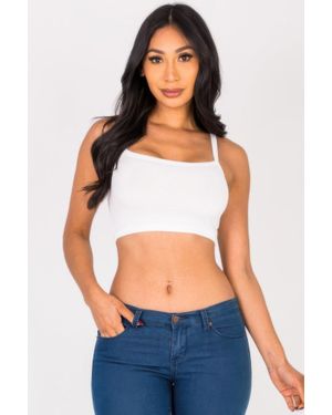 TRUEDAMES Ribbed Knit Cami Crop Top - Blue