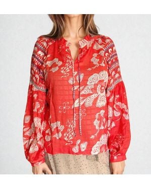 Emily Lovelock Emma Coral Batik Print Blouse - Red