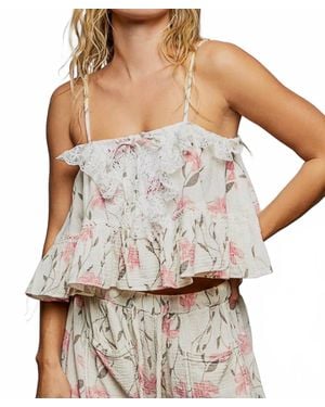 Pol Lace Ruffles Cropped Top - White