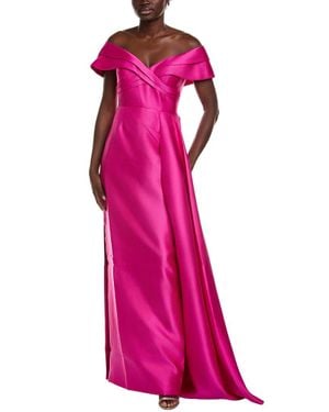 Rene Ruiz Draped Mikado Gown - Pink