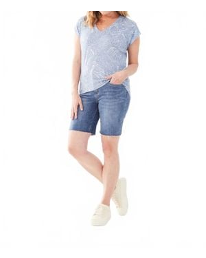 Fdj Printed Cap Sleeve V-Neck Top - Blue