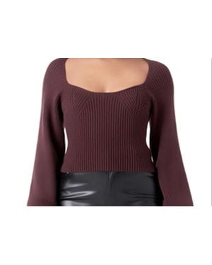 Endless Rose Knitted Balloon Sleeve Top - Purple