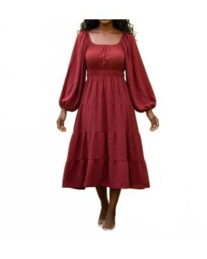 She + Sky Long Sleeve Woven Tiered Dress