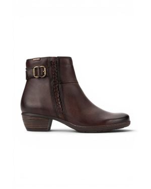 Pikolinos Caoba Leather Heel Ankle Boots - Brown