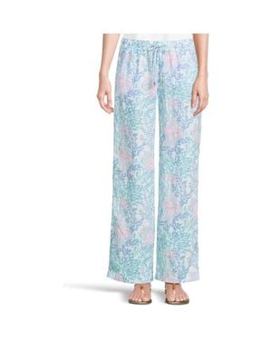 Lilly Pulitzer Brawley Palazzo Pants Multi Via Del Mar Wide Leg Gbo3278 - Blue