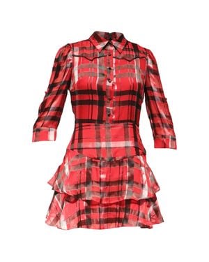 Alice + Olivia Hazeline Checked Mini Dress - Red