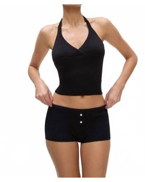 Frankie's Bikinis Bradley Knit Booty Shorts - Black