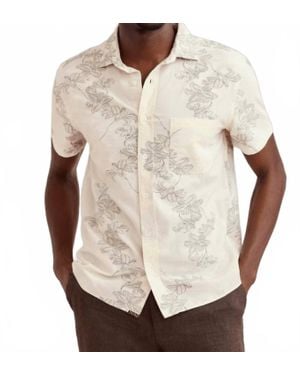 Billy Reid Short Sleeve Watercolor Lily Jacquard Treme Shirt - Natural