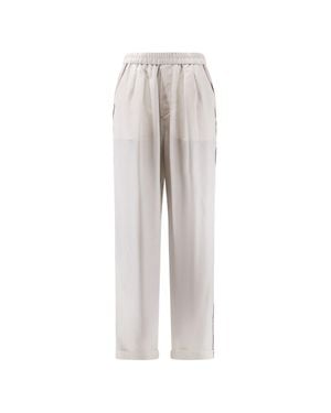 Tom Ford Piped Trim Wide-Leg Pants - White
