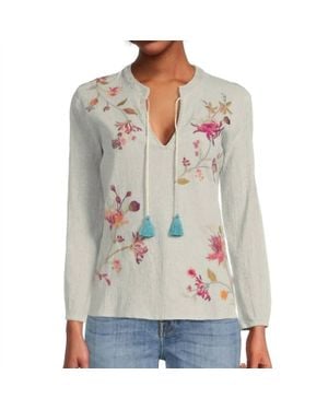 Johnny Was Viviana Effortless Scarf Blouse - Gray
