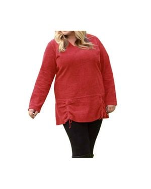 On The Plus Side Channel Islands Chenille Long Sleeve Rayanne Sweater - Red