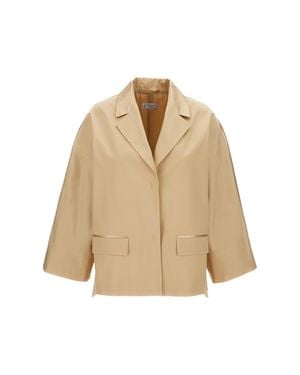 Alberto Biani Silk Blend Boxy Jacket - Natural