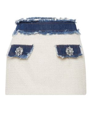 Philipp Plein Tweed Denim Mini Skirt - Blue