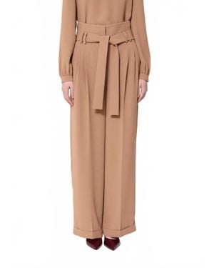 Tara Jarmon High-Waisted Belted Pants - Natural