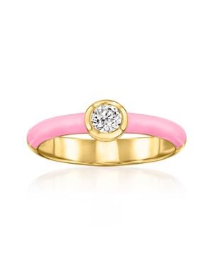 Ross-Simons Bezel-Set Lab-Grown Diamond Ring With Enamel - Pink