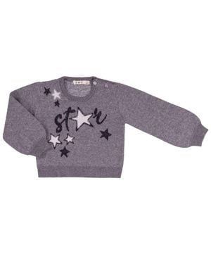 EMC Girl's Star Intarsia Knit Sweater - Purple