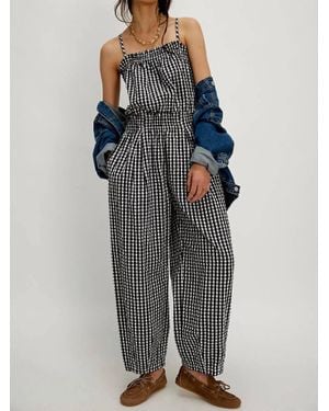 Free People Retro Heatwave Gingham One-Piece - Blue
