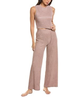 Marion 2Pc Crinkled Plisse Lounge Set - Pink