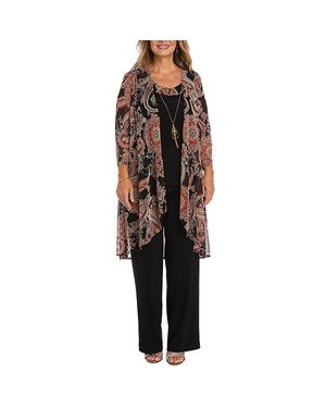 R & M Richards 3Pc Pants Open-Front Blazer - Black